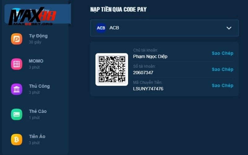 Nạp Tiền Max88: Các phương thức và hướng dẫn cụ thể 3 Nạp Tiền Max88